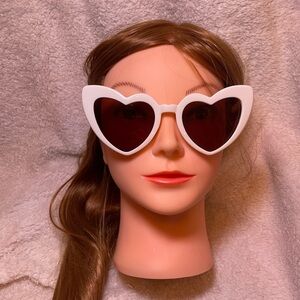 White and Brown Heart-Shaped Sunglasses Retro Style
